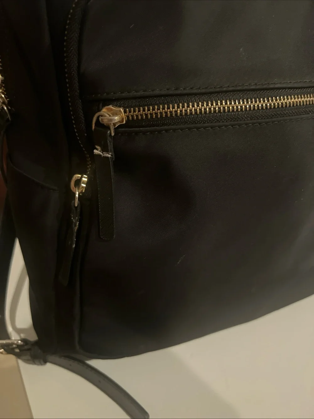 kate spade new york Black Zip Backpack Gold Hardware Front Zip Pocket Pockets